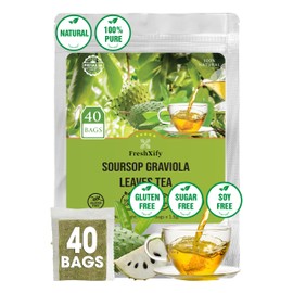 FreshXify Soursop Tea – 100% Natural Graviola Leaf Tea | Herbal Detox Blend | 40 Bleach-Free Tea Bags | Caffeine-Free, Non-GMO | Té de Guanábana