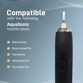 Toothbrush Replacement Heads Compatible with AquaSonic Black Series/Black Series pro/Vibe Series/Duo Series pro Electric Toothbrush, Medium Bristles, Balck, 10 Pack