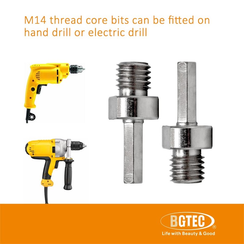 BGTEC M14 Male Thread to 3/8 Hex Shank Adapter for