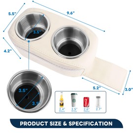 Marinexplore Pontoon Cup Holder,Boat Seat Cup Holder,Double Drink Holder,Portable Cup Beverage Mobile Phone Holders for Pontoon Boat Sofa,RV Couch,Car Back Seat (Beige)