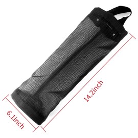 Hanging Folding Mesh Garbage Bag Organizer Trash Bags Holder Recycling Containers Plastic Waste Bag Storage for Kitchen With Adhesive wall hooks (Black)-2pcs