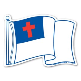 Waving Christian Flag Magnet by Magnet America Is 4.375" x 6" Made for Vehicles and Refrigerators