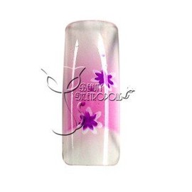 Purple Floral Pre-designed Acrylic/UV Gel Artificial/False French Nail Tips (70 pcs.)
