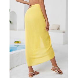 QIANXIZHAN Women's Swimsuit Cover Up,Beach Sarong Wrap Bottom Coverup for Women Short Skirt Yellow