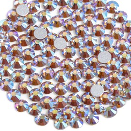 Beadsland 2880pcs Flat Back Crystal Rhinestones Round Gems for Nail Art and Craft Glue Fix, Lt.Colorado Topaz AB, SS16,3.8-4.0mm