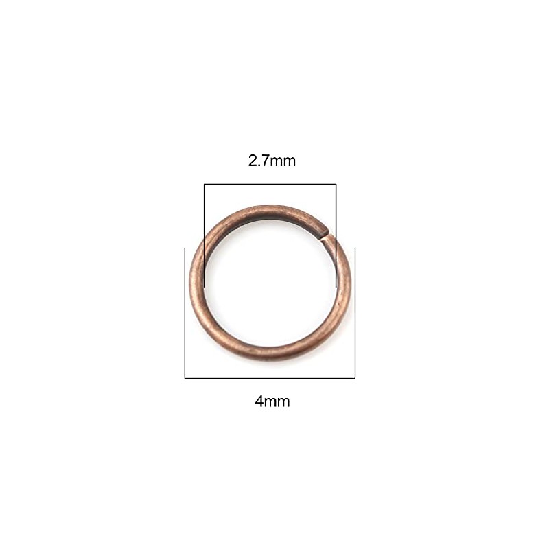 HDSupplies - 200 anillos de 4 mm, cobre envejecido, calibre