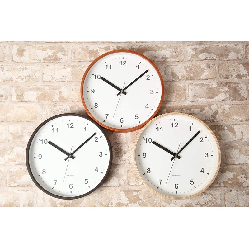 KATOMOKU plywood wall clock brown sweep (continuous second hand) km-35M