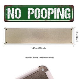 No Pooping Sign Metal Tin Sign 4x16 Inch