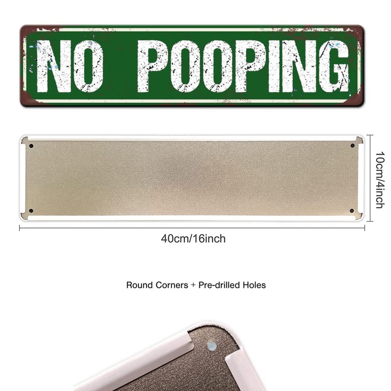 No Pooping Sign Metal Tin Sign 4x16 Inch