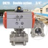 3/4" Pneumatic Actuated Ball Valve Double Acting 3-Piece Air Steam