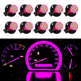 Wogomz 10Set T10 194 168 Dash Instrument LED Light Bulbs, Bright Panel Gauge Cluster Indicator Light Bulbs with Twist Lock Socket, Car Replacement Lights for Dashboard Light Map Light (Pink)