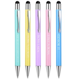 5 Pieces Ballpoint Pen Set Lady Motivational Inspirational Quotes Pen Metal Black Ink Pens Encouraging Presents Ballpoint Pastel Pens for Girl Women Bosses Desk Supplies