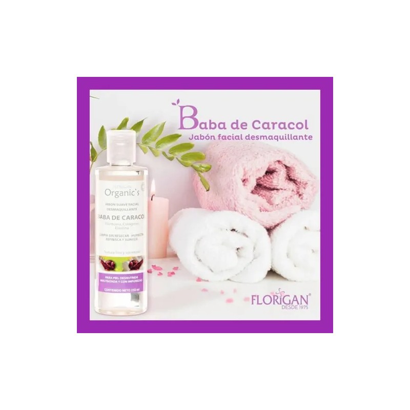 Jabón Facial Desmaquillante Baba De Caracol 250ml. Florigan