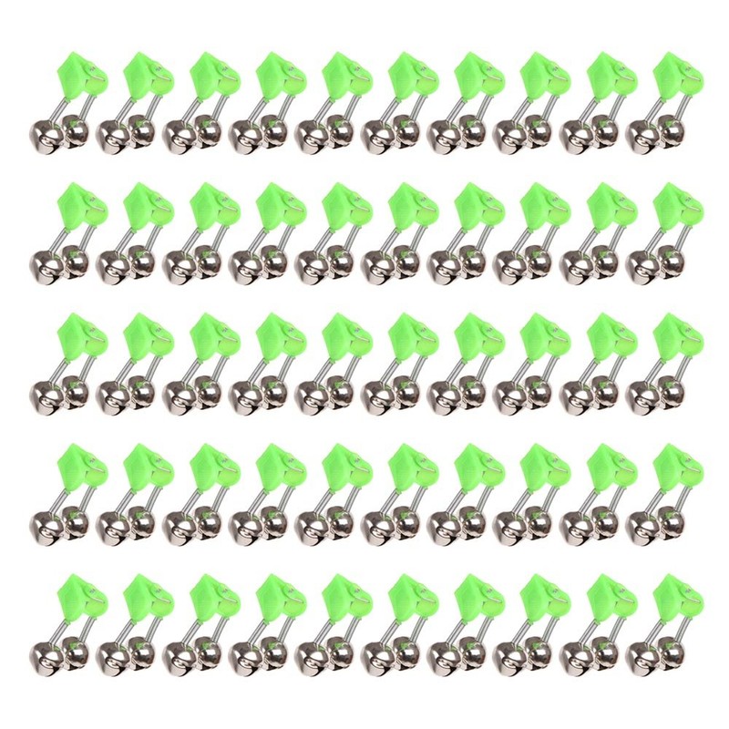 50Pcs 4.5cm Outdoor Twin Bells Ring Fishing Rod Clamp Bite