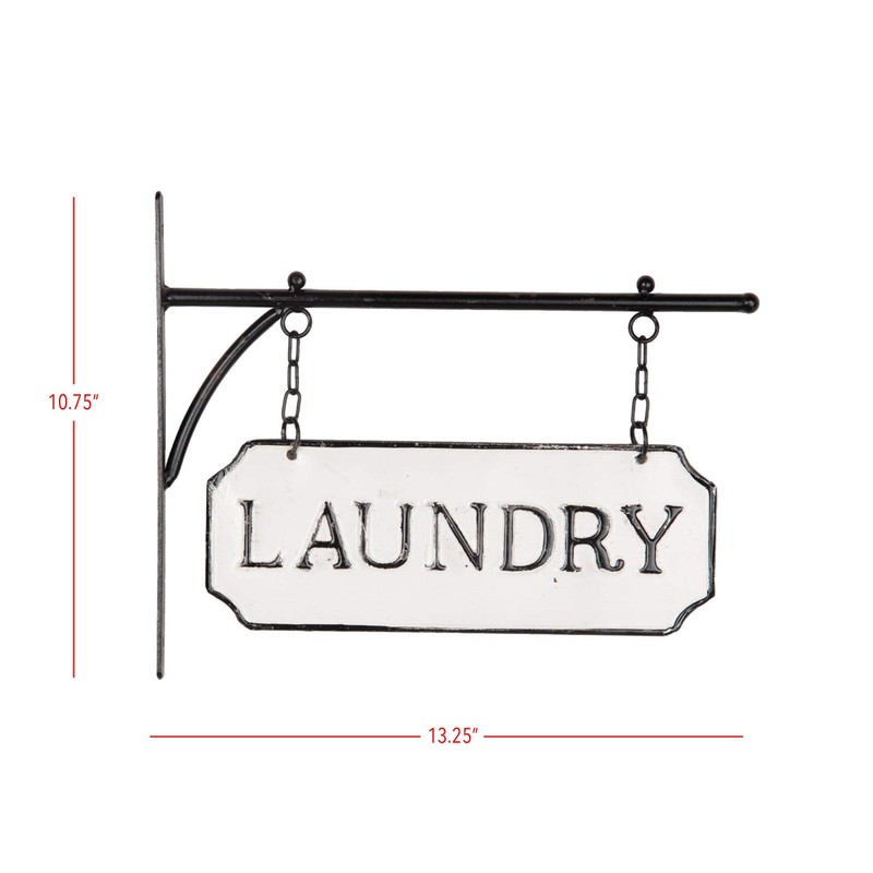 Foreside Home & Garden White and Black Enamel Laundry Wall