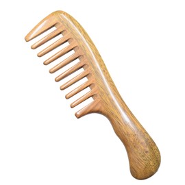 Wooden Comb, Comb with Large Teeth for Curly Hair, Hair Brush, Antistatic Comb, Natural Green Sandalwood, Suitable for All Hair Types (Style Aléatoire)