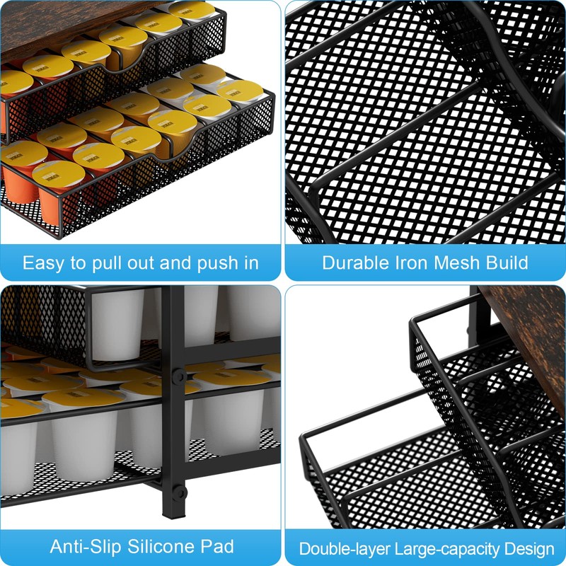 Coffee Pod Drawer Holder Capsule Storage Organizer 2 Tier Coffee
