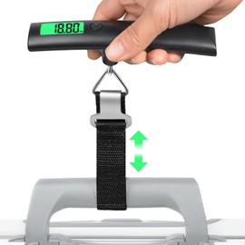 Digital Luggage Scales with Hooks - Suitcase Scales & Fish Scales - Luggage Scales - Practical for Travel up to 50 kg (Black)
