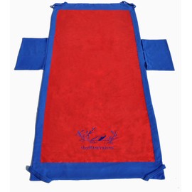 Beach towel embroidered cot with pockets 70x190 cm ROSSO RED