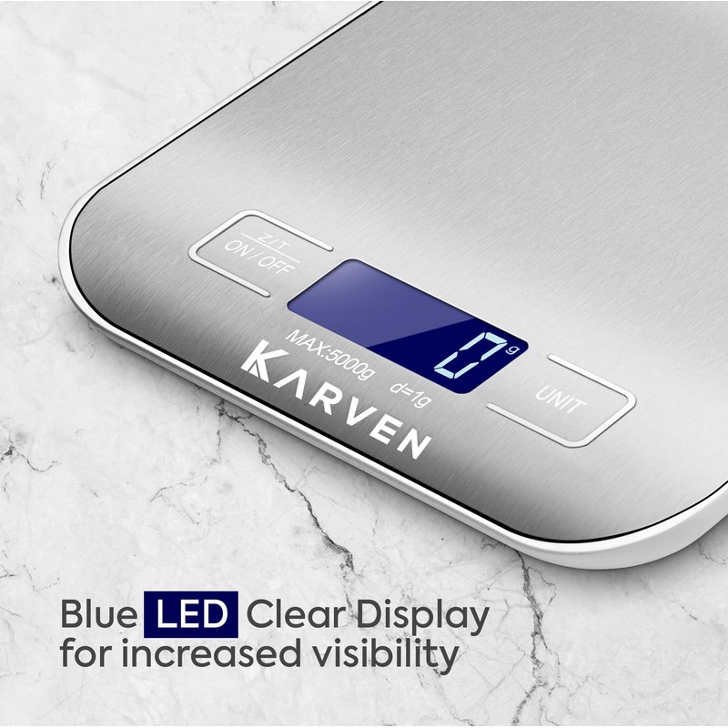 Karven AccurCore 4 Digital Kitchen Scales, Professional Weighing Scales, Stainless