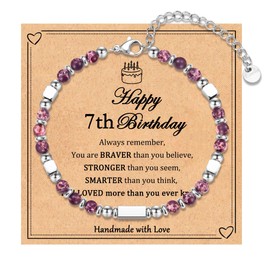 IKIATY 7 Year Old Girl Gifts, Birthday Gifts for 7 Year Old Girl, 7th Birthday Bracelet Gifts for Girls Age 7 Daughter Granddaughter Niece with Happy 7th Birthday Card