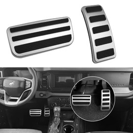 APESER Compatible with Ford Bronco Pedal Covers 2021-2024,Bronco Gas Pedal Cover and Brake Pedal Pad for Bronco Pedal,No-Drill Aluminum Pedal Plates Bronco Racing Pedal Pads (Automatic,2Pcs)