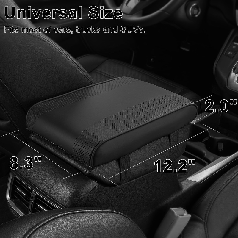 SEG Direct Car Center Console Cover, Breathable Leather Auto Armrest