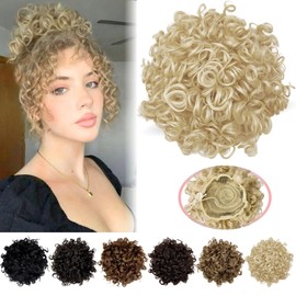 MINGATEC Curly Messy Bun for Women, Messy Bun Hair Piece, Hair Bun Updo Hairpieces, Elastic Drawstring Loose Wave Hair Scrunchie, Hair Bun Hair Extensions for Women Girls (Champagne Blonde)