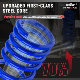 THOCAC Variable - Rate Heavy Duty Rear Coil Springs Kit for 2009-2018 Ram 1500 2wd 4wd with 70% Extra Load Capacity (1100 Pounds) with a Subtle Height Adjustment, 2Pcs, Blue
