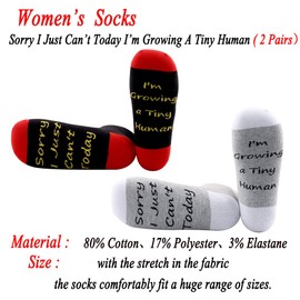 PYOUL 2 Pairs Pregnancy Gift New Mother Gifts Sorry I Just Can't Today I'm Growing a Tiny Human Mom Socks Pregnant Mother Gift, Sorry I Just Cant Today