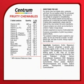 Centrum Fruity Chewables Tablets, Advance Multivitamin & Mineral Tablets, 30 Tablets