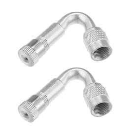 QUARKZMAN 2 Pieces 45 Degree Tyre Valve Air Valve Stem Extensions Silver Tone