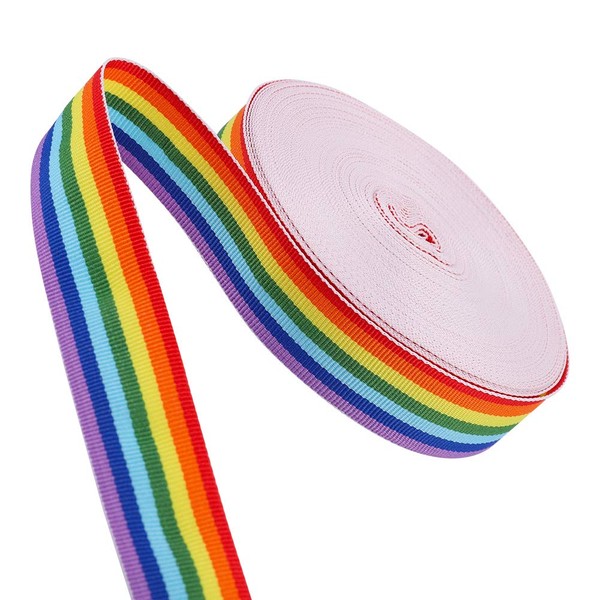 Heyu-Lotus 20M Rainbow Ribbon, 25mm Wide Grosgrain Ribbon Double Sided