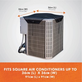 Modern Leisure Basics Universal Square Air Conditioner Cover - Mesh Topper - Heavy-Duty Outdoor AC Unit Cover - 36" L x 36" W - Black