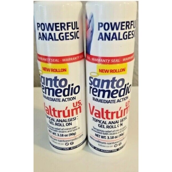 2 Valtrum SANTO REMEDIO 3.18oz Topical analgesic GEL Pain Relief ROLL-ON (2Pack)