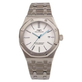 Technos Date T9C07SW Men's Wristwatch, Silver, white, Bracelet Type