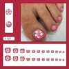 Short Press on Toenails Red French Tip Toe Press on