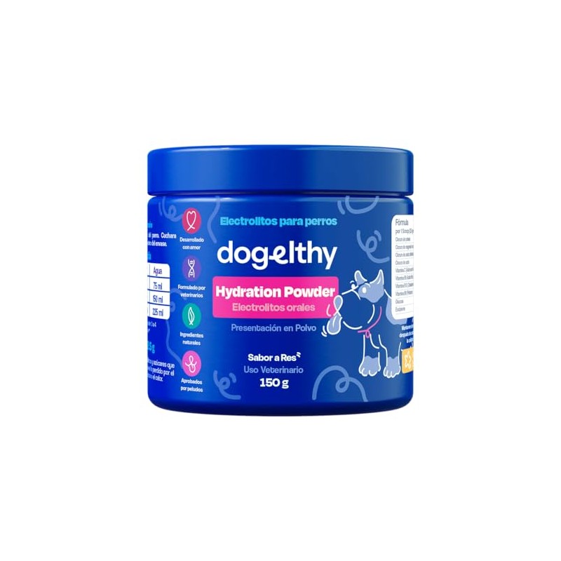 Dogelthy Hydration Powder Electrolitos para Perro en Polvo Sabor Res