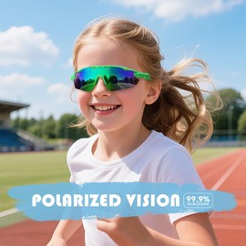 EYGIFT Kids Sprots Polarized Sunglasses For Age 6-12 Boys Girls Youth Baseball Sunglasses Softball Cycling UV400 Protection