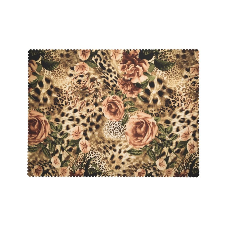 LORCARVIS Leopard Floral Tablecloths Leopard Rose Polyester Rectangle Table Cloth