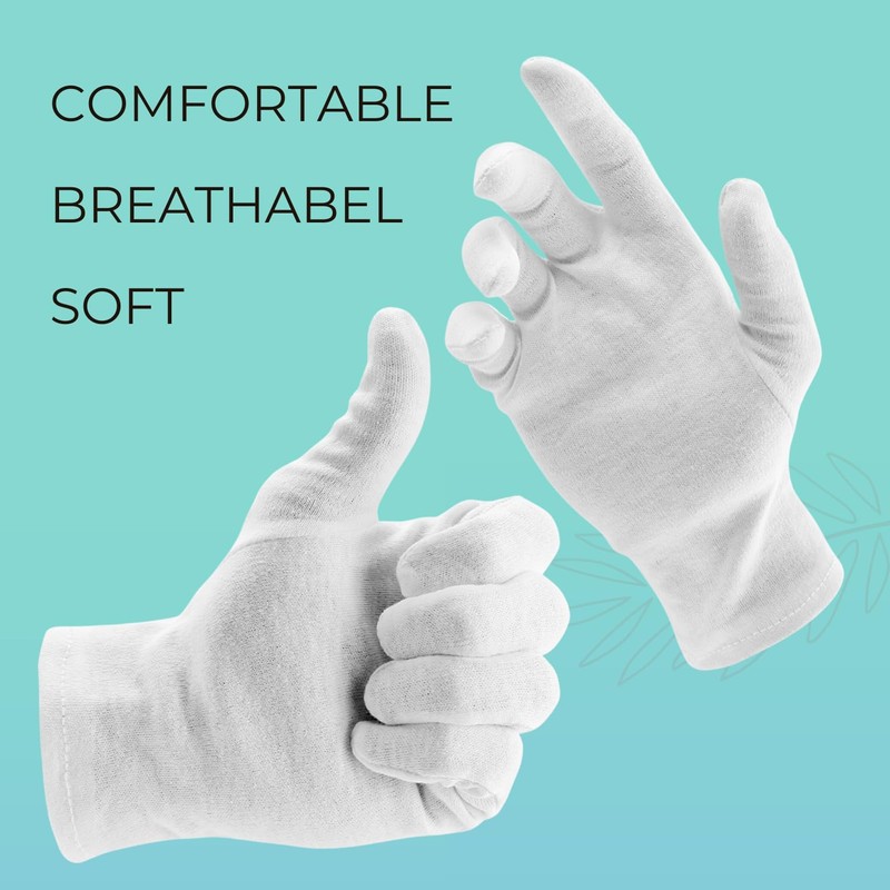 ANSMIO 3 Pairs of Cotton Gloves, 100% Cotton, Jersey Gloves,