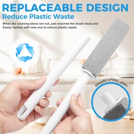 3 Pack Pumice Stone for Cleaning Gas Stove Grates & Top, Extra Long Handle Cleaner Pumice Stone for Oven, with 3 Replacement Heads