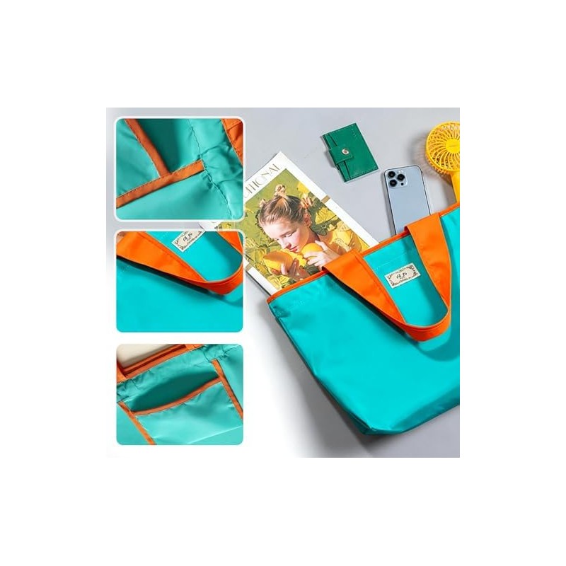 2 Piezas Bolsas de Compras Plegables,Bolsas Ecológicas Reutilizables,Bolsa Viaje Plegable