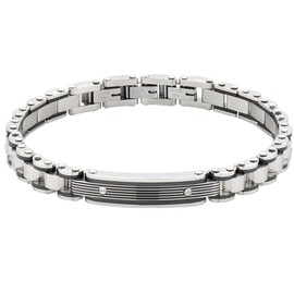 Amen ACBR102 Men's Bracelet Stainless Steel 316 PVD Black 21 cm Silver Clasp, Alloy Steel