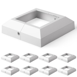 Wocepu 8 pcs 4x4 (Actual: 4"x4") Aluminum Deck Post Base Cover, for Deck railings, Stairs, Patios, Porches Split Deck Post Skirt (White)