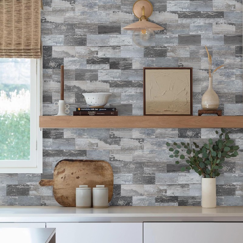 Vamos Tile 100-Piece Peel and Stick Backsplash Seamless Tile,3''x6'' Distressed