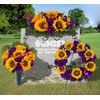 SUHOOKOO Cemetery Wreaths for Grave Decoration,Golden Sunflower and Purple Rose,