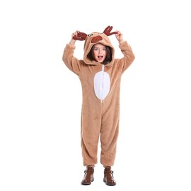 Cuteshower Kids Reindeer Christmas Outfits Onesie Pajama Role Play Animal Costume 8-10 Years Khaki