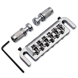 SAPHUE Wraparound Bridge Tailpiece Intonatable Combo Bridge Tailpiece for Solid-body Electric Guitar (Chrome)