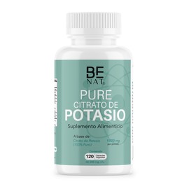BE NAT | CITRATO DE POTASIO | 120 cápsulas Veganas de 500mg | Fácil Absorción, ingredientes 100% Puros de Alta calidad | Suplemento Alimenticio Natural a base de Potasio - PURE CITRATO DE POTASIO
